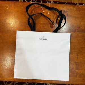 Moncler White Small Paper Gift Bag Shopping *Empty* Tote 14 x 12.25 x 5